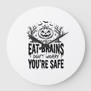 Zombies Eten Hersenen Grappige Halloween Vector On Grote Klok