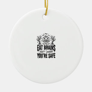 Zombies Eten Hersenen Grappige Halloween Vector On Keramisch Ornament