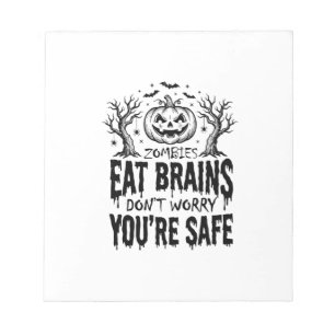 Zombies Eten Hersenen Grappige Halloween Vector On Notitieblok