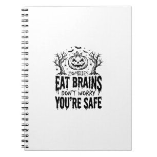Zombies Eten Hersenen Grappige Halloween Vector On Notitieboek