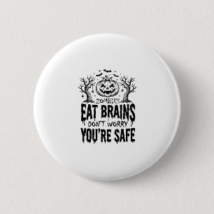 Zombies Eten Hersenen Grappige Halloween Vector On Ronde Button 5,7 Cm