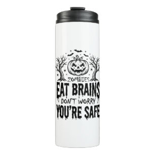 Zombies Eten Hersenen Grappige Halloween Vector On Thermosbeker