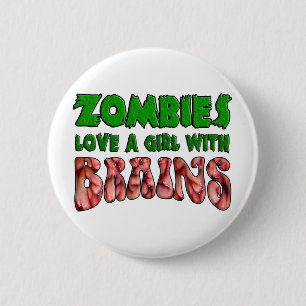 Zombies houden van een meisje met hersenen ronde button 5,7 cm