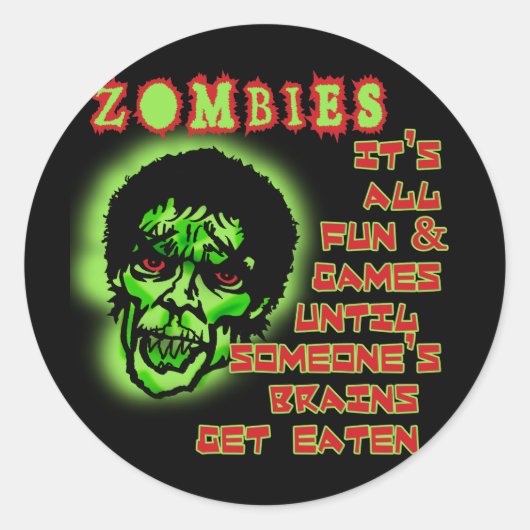 Zombies Humor Ronde Sticker (Voorkant)