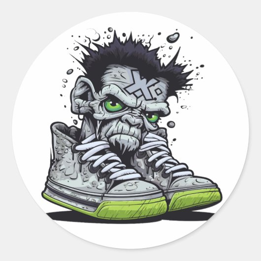 Zombie's illustratie ronde sticker (Voorkant)