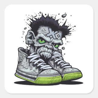 Zombie's illustratie vierkante sticker