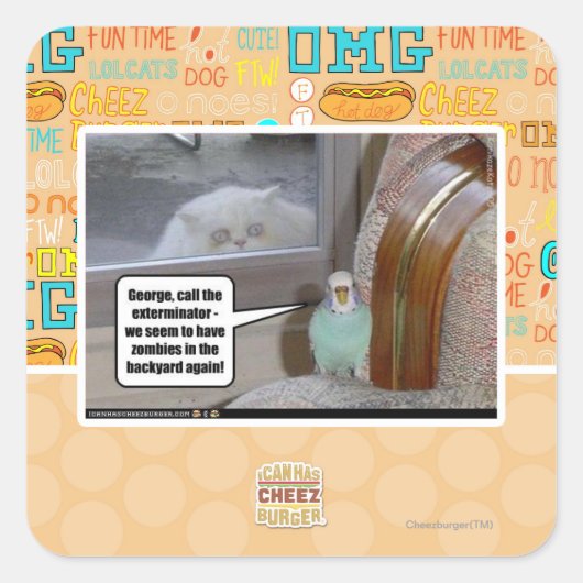 Zombies in de achtertuin vierkante sticker (Voorkant)