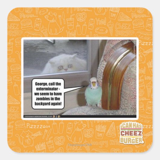 Zombies in de achtertuin vierkante sticker (Voorkant)