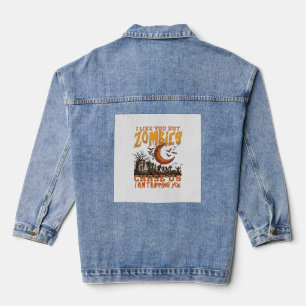 Zombies Jagen Ons Halloween Kerkhof Halve Maan Denim Jacket