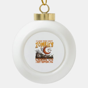 Zombies Jagen Ons Halloween Kerkhof Halve Maan Keramische Bal Ornament