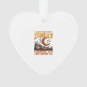 Zombies Jagen Ons Halloween Kerkhof Halve Maan Ornament