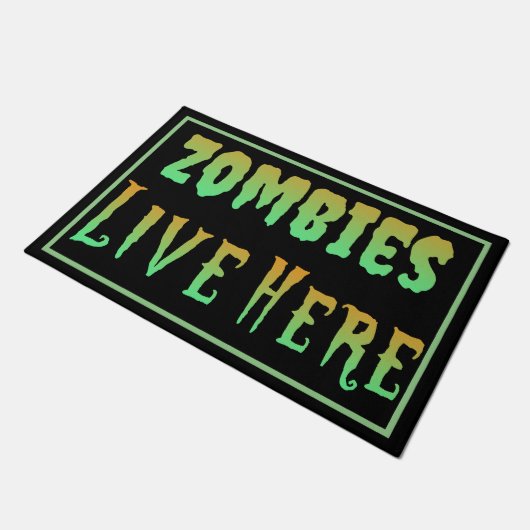 Zombies live Hier Oozing Neon Halloween Deurmat (Schuin)