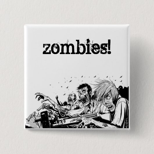 Zombiës met Pistolen Vierkante Button 5,1 Cm (Voorkant)