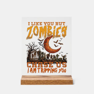 Zombies nous poursuivent Halloween Cimetière Crois
