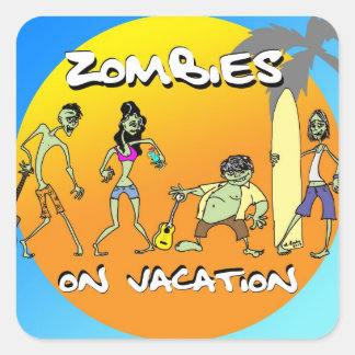 Zombies op vakantie vierkante sticker