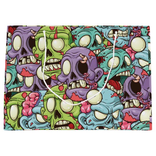 Zombies Pattern Halloween Groot Cadeauzakje (Voorkant)