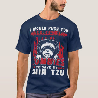 Zombies redden mijn sjiitische Tzu Funny Halloween T-shirt