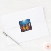 Zombies Rising in Moonlit Graveyard with Pumpkins Vierkante Sticker (Envelop)