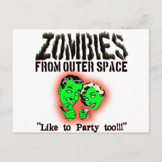 Zombiës uit de buitenruimte! briefkaart