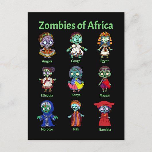Zombies van Afrika Briefkaart (Voorkant)
