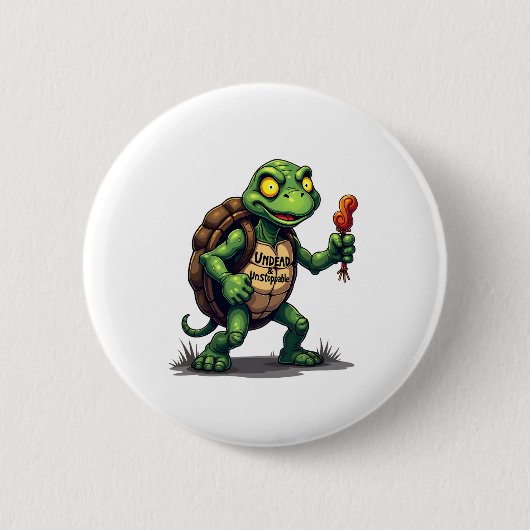 zombieschildpad ronde button 5,7 cm (Voorkant)