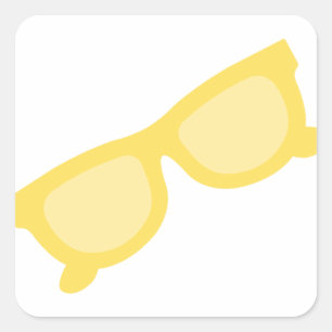 Zombril gele hipster bril vierkante sticker