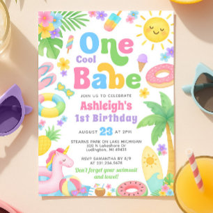 Zomer 1e Verjaardag Uitnodiging - One Cool Babe