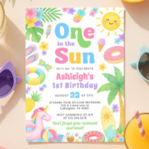 Zomer 1e verjaardagsuitnodiging - Een in de zon