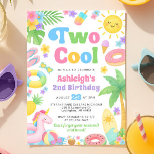 Zomer 2e verjaardag uitnodiging - Twee Cool