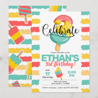 Zomer 3e verjaardag Uitnodiging met populatie