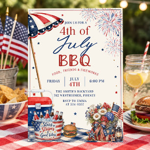 Zomer 4 juli BBQ-feest uitnodiging