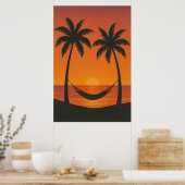 Zomer 4, zonsondergang over lavendel, seizoensgebo poster (Keuken)