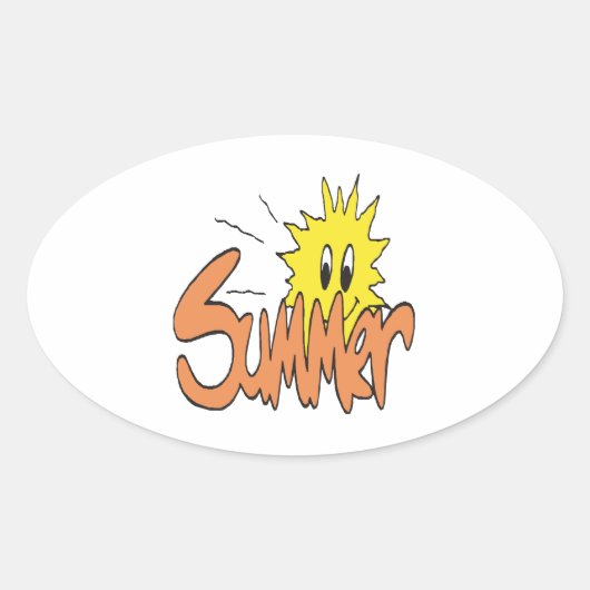 zomer 5 ovale sticker (Voorkant)