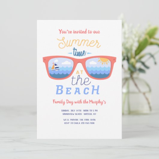 Zomer aan het Strand Uitnodiging (Staand voorkant)