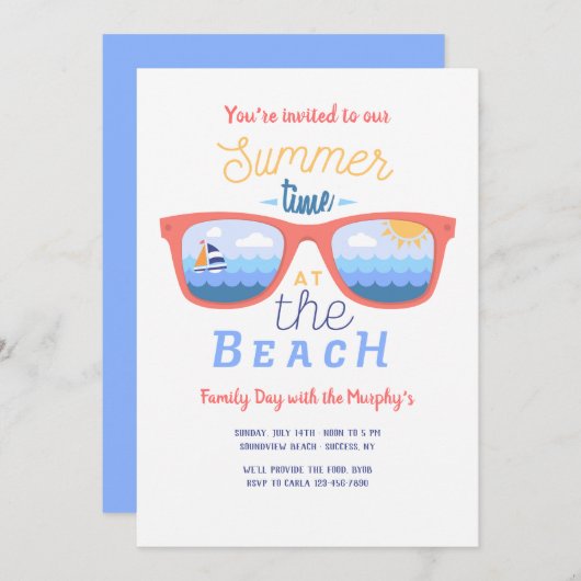 Zomer aan het Strand Uitnodiging (Voorkant / Achterkant)