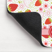 Zomer aardbei fruit patroon met monogram muismat (Hoek)