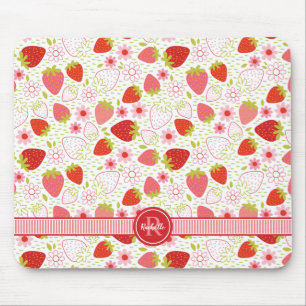 Zomer aardbei fruit patroon met monogram muismat