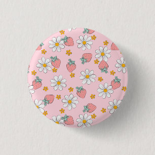 Zomer Aardbei Madeliefje Patroon Ronde Button 3,2 Cm
