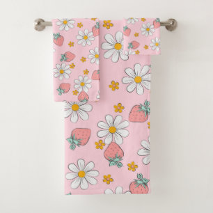 Zomer Aardbei Madeliefjes Patroon Bad Handdoek