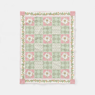 Zomer Aardbeien Bloem Gingham Baby Meisje Fleece Deken