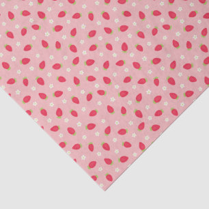 Zomer aardbeien op roze (kleine schaal) tissuepapier