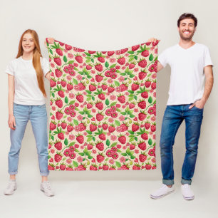 Zomer Aardbeientuin Botanisch Fruit Patroon Fleece Deken