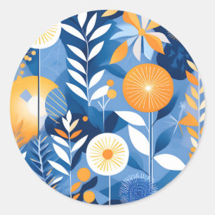 Zomer Abstract Botanisch Ronde Sticker