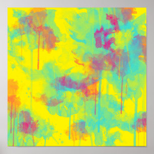 Zomer abstract Kleurrijk leuk Waterverfspetters Poster