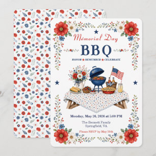Zomer-Amerikaanse Memorial Day BBQ-uitnodiging Kaart