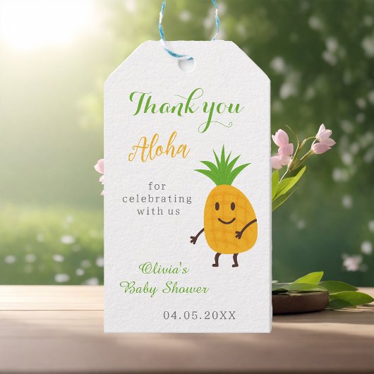 Zomer Ananas Tropische Aloha Verjaardag Dank u Cadeaulabel