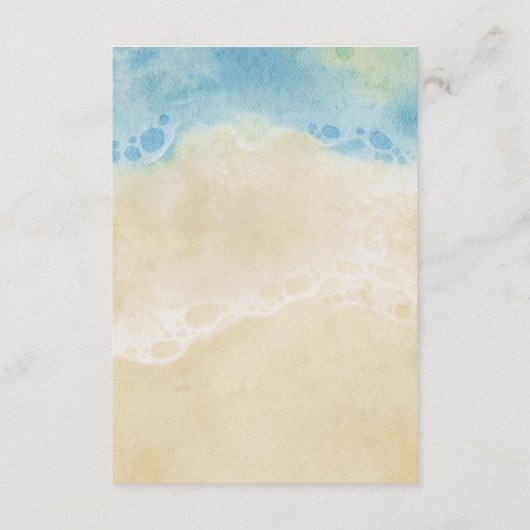 Zomer Aquarel Strand Bruiloft Details Informatiekaartje (Achterkant)