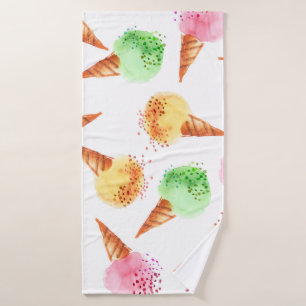 Zomer-assortiment voor waterverf van ijsdessert badhanddoek
