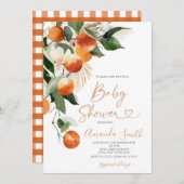 Zomer Baby shower Citrus Sinaasappel Baby in bloei Kaart (Voorkant / Achterkant)