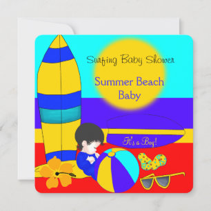 Zomer Baby shower jongen Beach Baby Surfende Baby Kaart